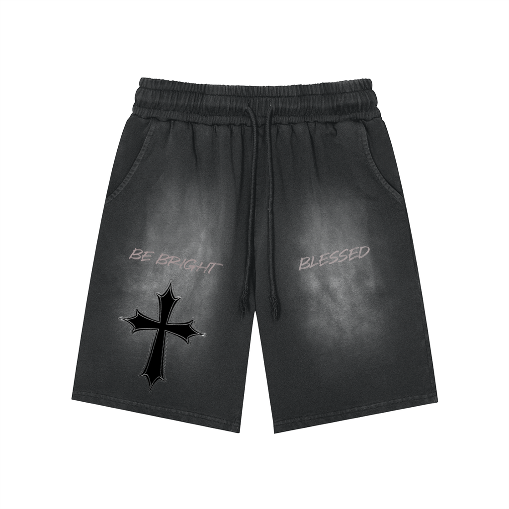 Rectangle Patch Monkey Washed Shorts